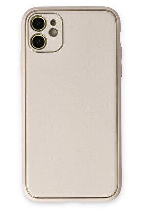 CepteToptan iPhone 12 Kılıf Coco Deri Silikon Kapak - Beyaz - DROPX3634-1629