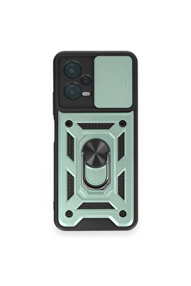 CepteToptan Xiaomi Redmi Note 12 4G Kılıf Pars Lens Yüzüklü Silikon - Yeşil - DROPX5072-7261