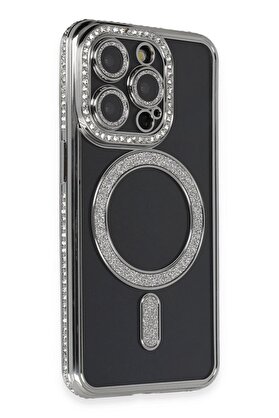 CepteToptan iPhone 14 Pro Max Kılıf Joke Simli Magneticsafe Kılıf - Gri - DROPX6700-5298