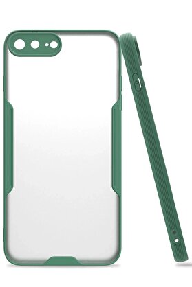 CepteToptan iPhone 7 Plus Kılıf Platin Silikon - Yeşil - DROPX3443-2126