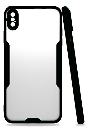 CepteToptan iPhone XS Max Kılıf Platin Silikon - Siyah - DROPX9423-3251