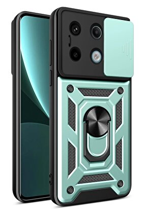 CepteToptan Xiaomi Poco X6 Pro Kılıf Pars Lens Yüzüklü Silikon - Yeşil - DROPX2044-3752