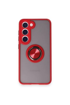 CepteToptan Samsung Galaxy S24 FE Kılıf Montreal Yüzüklü Silikon Kapak - Kırmızı - DROPX1167-9634