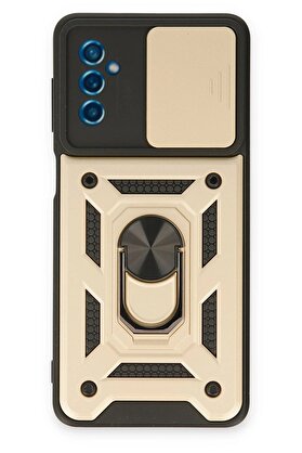 CepteToptan Samsung Galaxy M52 5G Kılıf Pars Lens Yüzüklü Silikon - Gold - DROPX5678-3322
