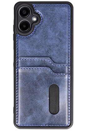 CepteToptan Samsung Galaxy A06 Kılıf Sara Kartvizitli Deri Kılıf - Lacivert - DROPX7462-1286