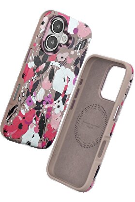 CepteToptan iPhone 16 Flower Series Magsafe Kapak - Pembe - DROPX9463-1800