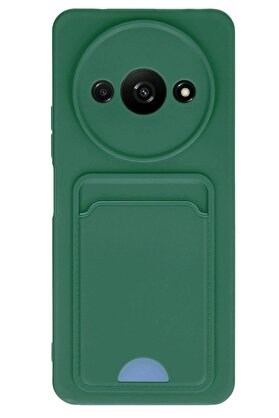 CepteToptan Xiaomi Redmi A3 4G Kılıf Kelvin Kartvizitli Silikon - Koyu Yeşil - DROPX2639-4077