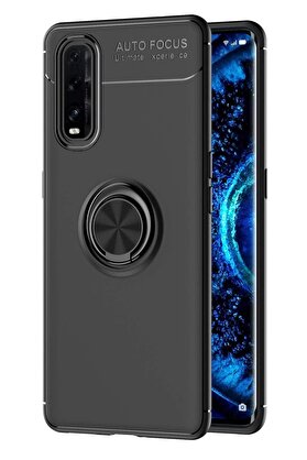 CepteToptan Oppo Find X2 Kılıf Range Yüzüklü Silikon - Siyah - DROPX9344-7236
