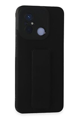 CepteToptan Xiaomi Redmi 12C Kılıf Mega Standlı Silikon - Siyah - DROPX5188-2594