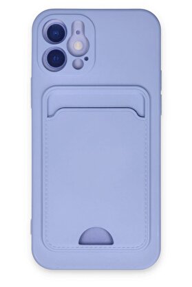 CepteToptan iPhone 12 Kılıf Kelvin Kartvizitli Silikon - Lila - DROPX3015-9080
