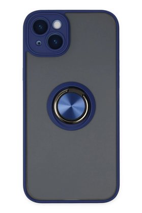CepteToptan iPhone 14 Kılıf Montreal Yüzüklü Silikon Kapak - Lacivert - DROPX9593-8991