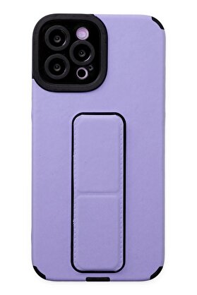 CepteToptan iPhone 12 Pro Max Kılıf Mega Standlı Silikon - Lila - DROPX6744-5824