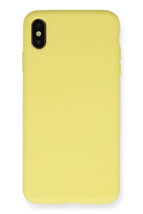 CepteToptan iPhone XS Max Kılıf Nano içi Kadife Silikon - Mat Sarı - DROPX8330-4974