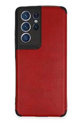 CepteToptan Samsung Galaxy S21 Ultra Kılıf Loop Deri Silikon - Kırmızı - DROPX9962-9908
