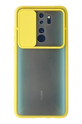 CepteToptan Xiaomi Redmi Note 8 Pro Kılıf Palm Buzlu Kamera Sürgülü Silikon - Sarı - DROPX5525-6304