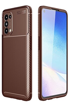 CepteToptan Oppo Reno 5 Kılıf Auto Focus Karbon Kapak - Kahverengi - DROPX4265-4738