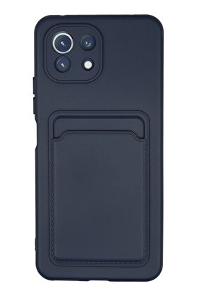 CepteToptan Xiaomi Mi 11 Kılıf Kelvin Kartvizitli Silikon - Lacivert - DROPX8385-2455