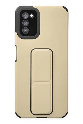 CepteToptan Samsung Galaxy A03S Kılıf Mega Standlı Silikon - Gold - DROPX7130-4806
