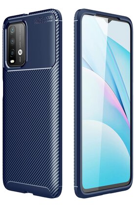 CepteToptan Xiaomi Redmi 9T Kılıf Auto Focus Karbon Kapak - Lacivert - DROPX9220-6146