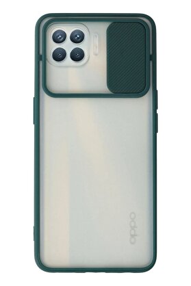 CepteToptan Oppo Reno 4 Lite Kılıf Palm Buzlu Kamera Sürgülü Silikon - Yeşil - DROPX3686-8832