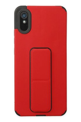 CepteToptan Xiaomi Redmi 9A Kılıf Mega Standlı Silikon - Kırmızı - DROPX3848-9049