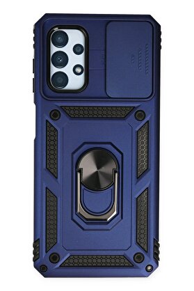 CepteToptan Samsung Galaxy A33 5G Kılıf Pars Lens Yüzüklü Silikon - Lacivert - DROPX2883-3467