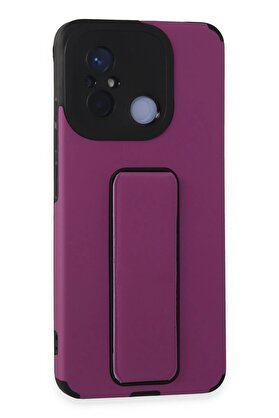 CepteToptan Xiaomi Redmi 12C Kılıf Mega Standlı Silikon - Mor - DROPX3206-2717