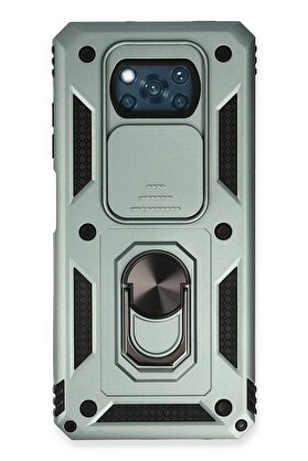 CepteToptan Xiaomi Pocophone X3 Kılıf Pars Lens Yüzüklü Silikon - Yeşil - DROPX7571-5723