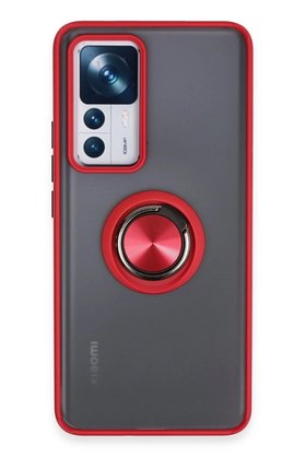 CepteToptan Xiaomi Mi 12T Pro Kılıf Montreal Yüzüklü Silikon Kapak - Kırmızı - DROPX4029-2432