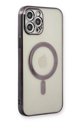 CepteToptan iPhone 12 Pro Kılıf Magneticsafe Lazer Silikon - Siyah - DROPX2941-5829