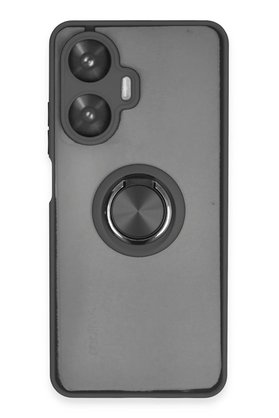 CepteToptan Realme C55 Kılıf Montreal Yüzüklü Silikon Kapak - Siyah - DROPX9719-4381