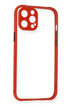 CepteToptan iPhone 12 Pro Kılıf Miami Şeffaf Silikon - Kırmızı - DROPX4588-1320