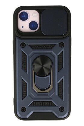 CepteToptan iPhone 15 Kılıf Pars Lens Yüzüklü Silikon - Lacivert - DROPX7972-6783