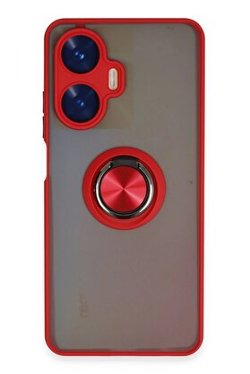 CepteToptan Realme C55 Kılıf Montreal Yüzüklü Silikon Kapak - Kırmızı - DROPX1269-4668