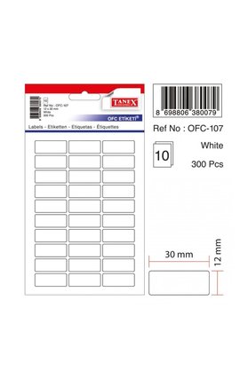 Tanex Ofc-107 Beyaz Ofis Etiketi 300'lü Paket