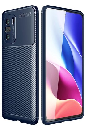 CepteToptan Xiaomi Poco F3 Kılıf Auto Focus Karbon Kapak - Lacivert - DROPX9922-1284