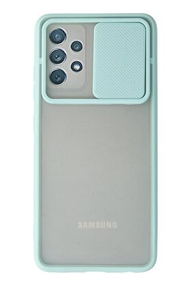 CepteToptan Samsung Galaxy A72 Kılıf Palm Buzlu Kamera Sürgülü Silikon - Turkuaz - DROPX8991-6285