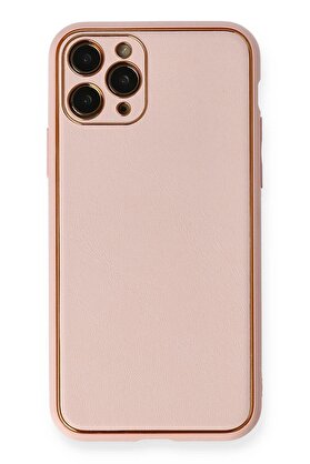 CepteToptan iPhone 11 Pro Max Kılıf Coco Deri Silikon Kapak - Pembe - DROPX2646-8362