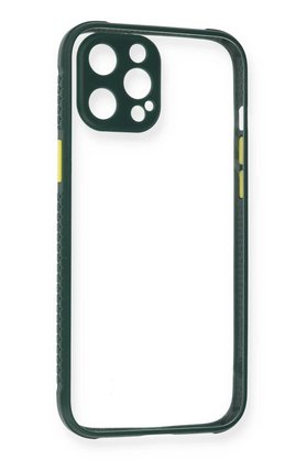 CepteToptan iPhone 12 Pro Max Kılıf Miami Şeffaf Silikon - Koyu Yeşil - DROPX8015-8127