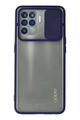 CepteToptan Oppo Reno 5 Lite Kılıf Palm Buzlu Kamera Sürgülü Silikon - Lacivert - DROPX8247-9046