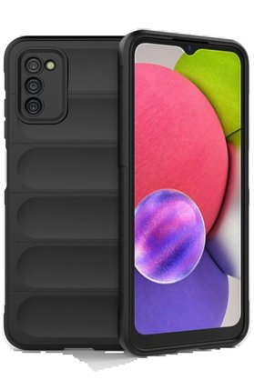 CepteToptan Samsung Galaxy A03S Kılıf Optimum Silikon - Siyah - DROPX8268-5945