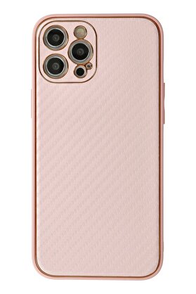 CepteToptan iPhone 12 Pro Max Kılıf Coco Karbon Silikon - Pembe - DROPX1570-2178