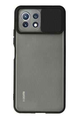 CepteToptan Xiaomi Mİ 11 Lite Kılıf Palm Buzlu Kamera Sürgülü Silikon - Siyah - DROPX8087-9529