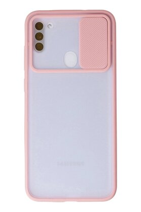 CepteToptan Samsung Galaxy A11 Kılıf Palm Buzlu Kamera Sürgülü Silikon - Pembe - DROPX7035-8065