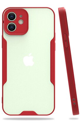 CepteToptan iPhone 12 Kılıf Platin Silikon - Kırmızı - DROPX5030-6133