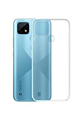 CepteToptan Realme C21 Kılıf Deluxe 2mm Şeffaf Silikon - Şeffaf - DROPX4952-4597