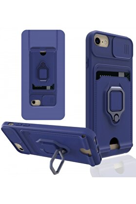 CepteToptan iPhone 7 Kılıf Zuma Kartvizitli Yüzüklü Silikon - Lacivert - DROPX5088-5002