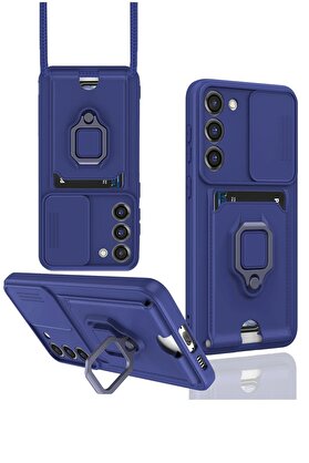 CepteToptan Samsung Galaxy S23 Plus Kılıf Zuma Kartvizitli Yüzüklü Silikon - Lacivert - DROPX8518-1250
