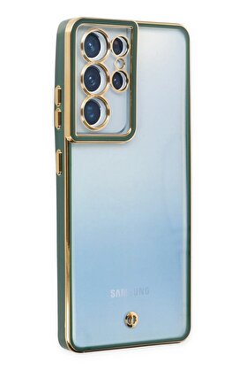 CepteToptan Samsung Galaxy S21 Ultra Kılıf Liva Lens Silikon - Yeşil - DROPX1317-4811