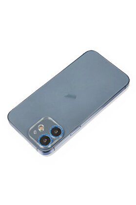 CepteToptan iPhone 12 Mini Shine Kamera Lens Koruma Cam - Mavi - DROPX7977-6579
